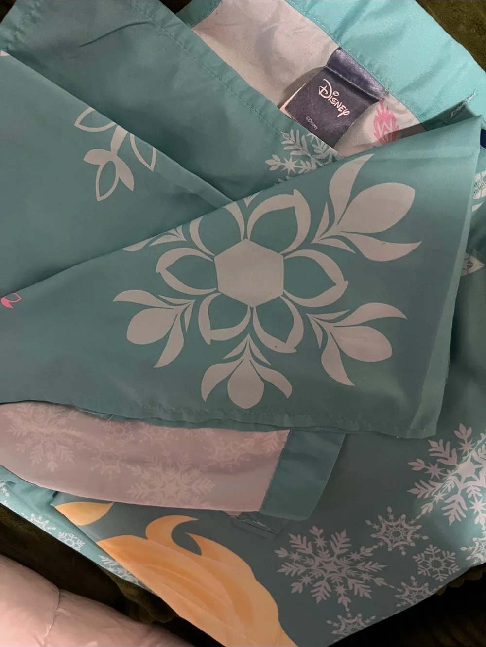 Frozen Anna & Elsa Shower Curtain - Aqua Snowflake Design